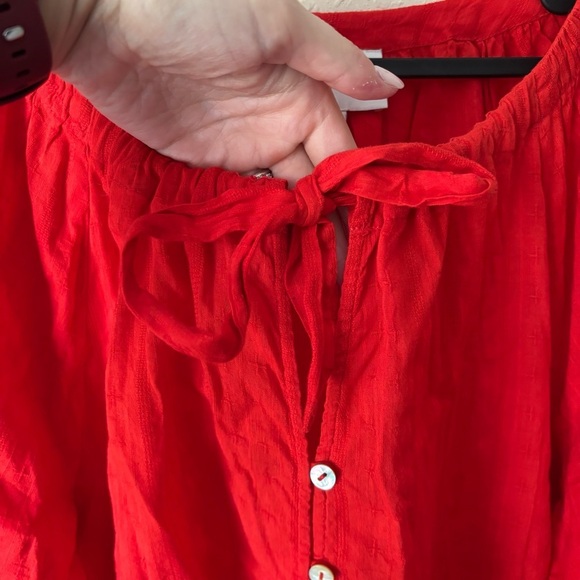 Cleobella | Women's Boho Flowy 100% Organic Cotton Rylan Top Size Small Red - Picture 10 of 12